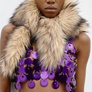 H&M paco Rabanne circle metallic purple  bra bralette crop top. NWT